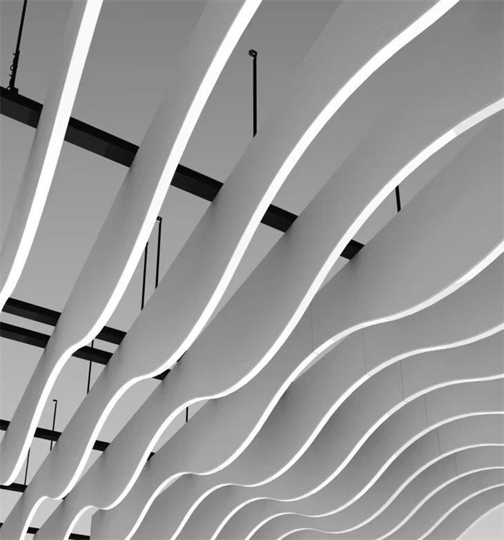 Aluminum Unveil Arc Shape Wave Baffle Ceiling quality